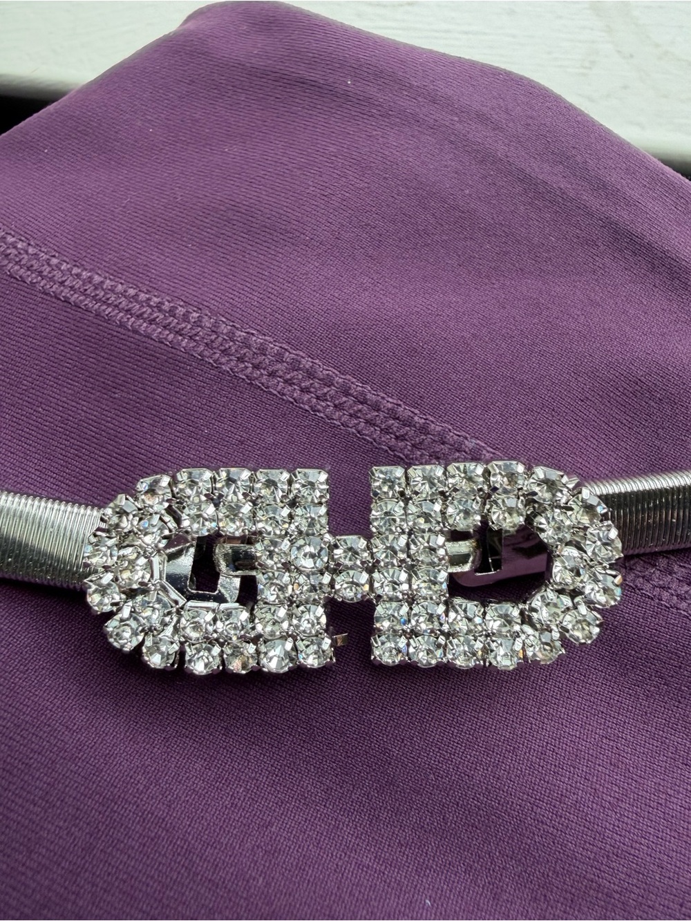 Crystal Rhinestone Buckle Women's Stretch Belt - Silver 26” - 28”